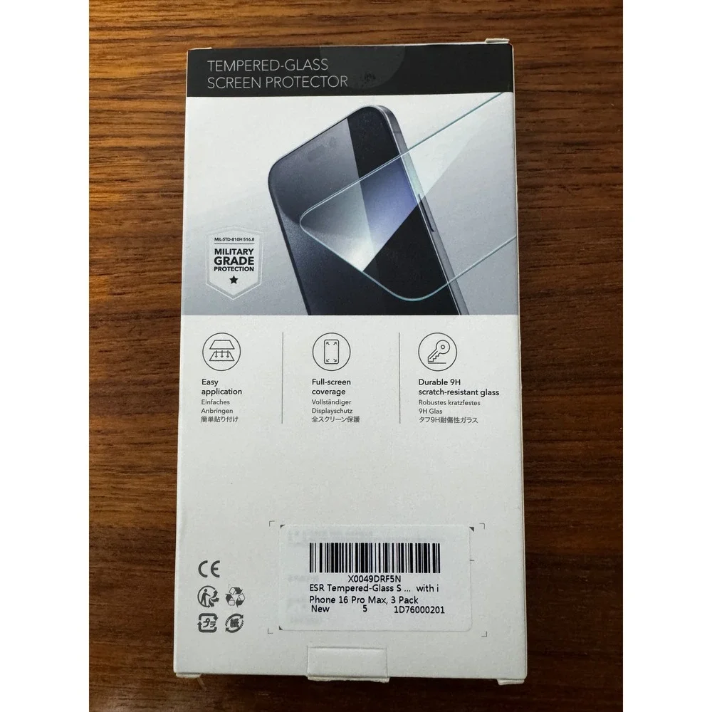 ESR Tempered Glass Screen Protector for iPhone 16 Pro Max 3 Pack 9H Clear 3-Pack
